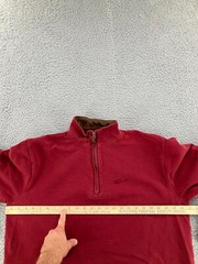 Vintage Woolrich Sweatshirt Mens Large Red Deep Ruby Fleece Pocket Quarter Zip
