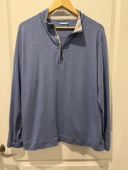 J. McLaughlin Men’s Blue 1/4 Zip Mock Neck Knit Silk/Rayon Sweatshirt L