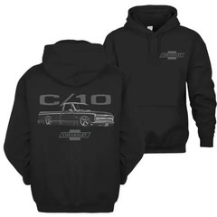 Chevrolet C10 Hoodie Black – Classic Pickup Truck, Vintage Car Graphic