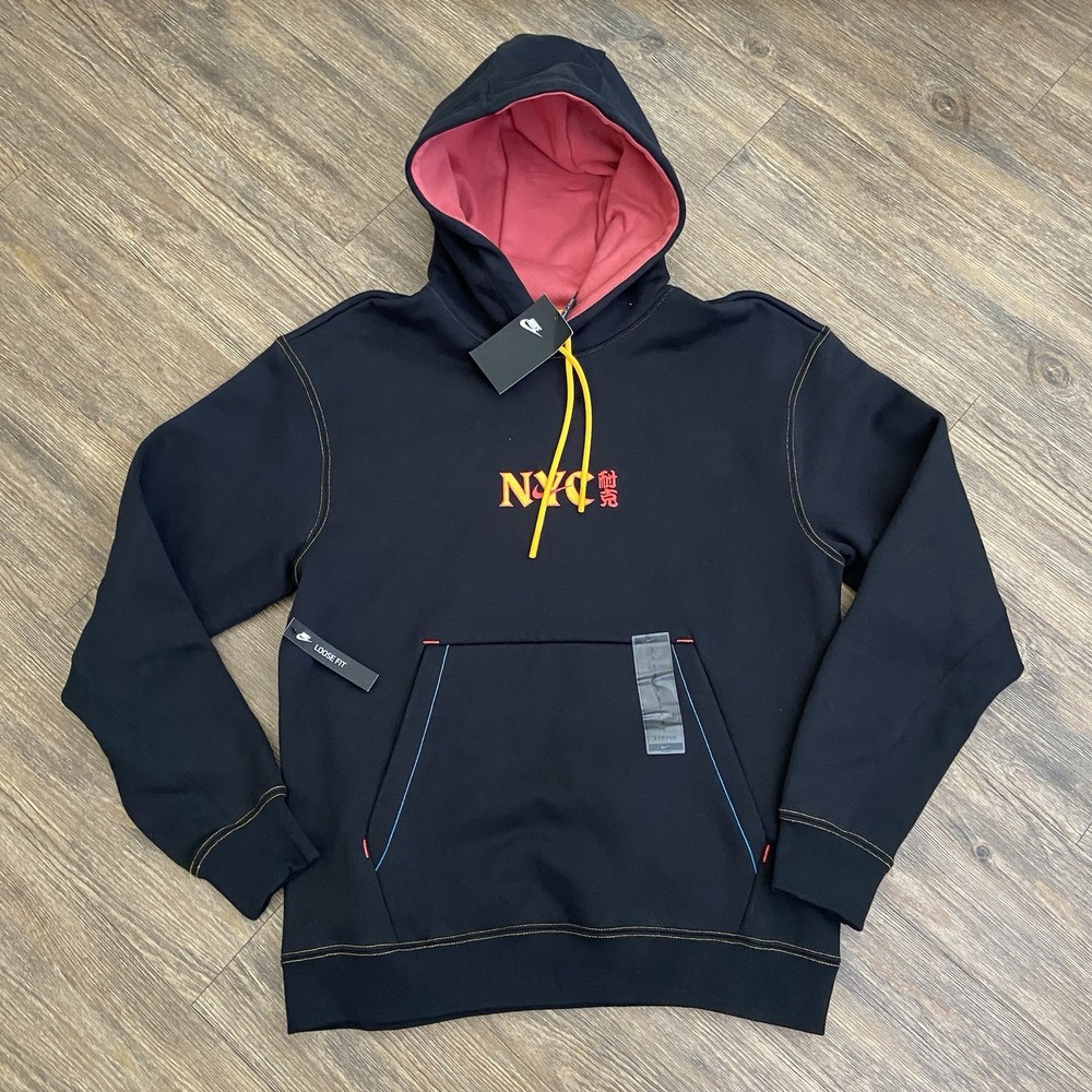 Nike New York City NYC China town Black Heavyweight Hoodie CW4777-010 Mens Small