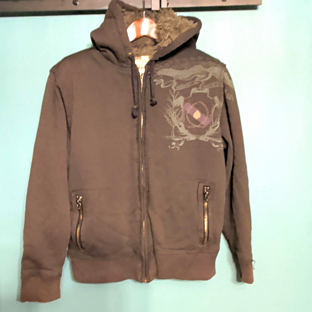 American Rag Cie Men’s Gray Full Zip Hooded Fleece Lined Hoodie Pockets M