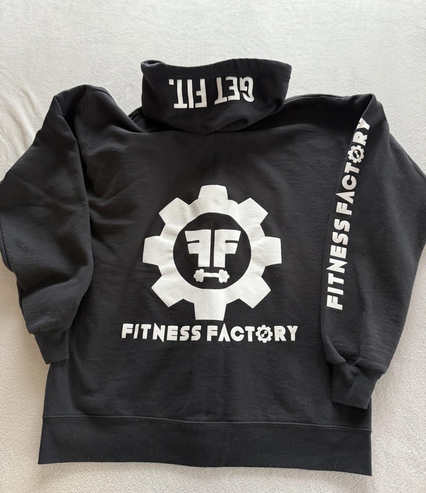 Fitness Factory Hooded Sweatshirt Medium Full Zip Bodybuilding Pump Cover