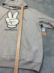 NEW Disney Peace Sign Hoodie Adult 2XL Gray Mickey Mouse Glove WDW Embroidered