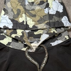 Triple Five Soul Camo Hoodie Mens XXL Black Quilted Patches Skater Style Army
