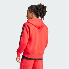 adidas Essentials 3-Stripes Fleece Hoodie Red