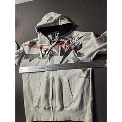 Fox Racing Mens XL Zip Up Hoodie White Geometric Graphic Logo Sweatshirt