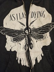 Vintage As I Lay Dying Hoodie Black XL Skull and Moth Design (see description)