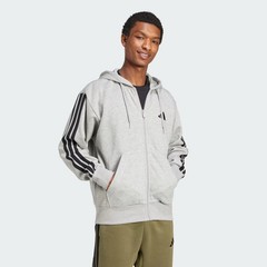 adidas Essentials 3-Stripes Fleece Hoodie Grey