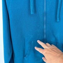 Pact Zip Up Hoodie Mens L Blue Organic Cotton Fleece Sustainable Sweatshirt FLAW