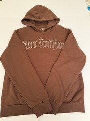 CULA Men Large Hoodie Brown Fear Nothing Psalm 91 Christian Winter Bible Top NEW