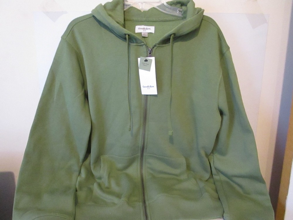 Goodfellow & Co Hooded Ultra Soft Fleece Zip-up Mens Sweatshirt Green Size L