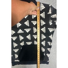 Adidas All Over Logo Print Hoodie Mens Large Black White Pullover Sweatshirt