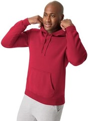 Men’s No Closure Hoodie Long Sleeve Hooded Neck Crimson Fall Daily Wear Cotton