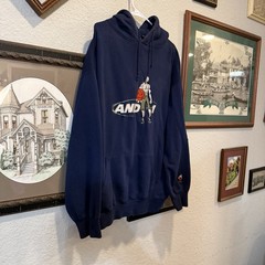 Vintage AND1 RARE Basketball Sports Hoodie Size XL Navy Blue Retro Designer Y2K