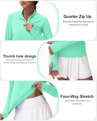 Women’sLong Sleeve UPF 50+ Sun Protection 1/4 Zip Shirt Hiking Athletic Top