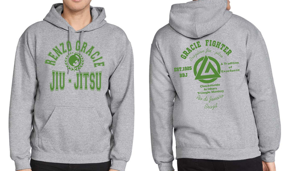 Gracie Jiu Jitsu MMA Fighter Hoody Hoodie hooded sweat shirt 2 side Renzo