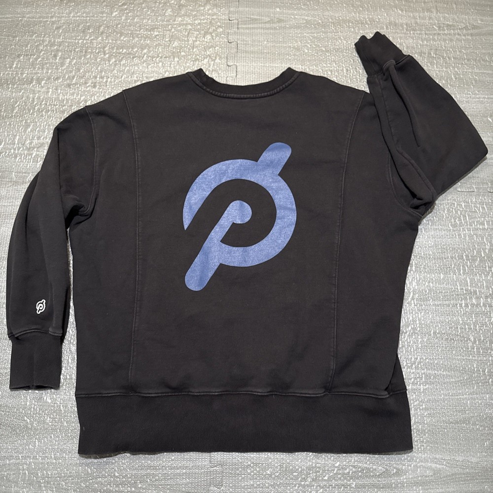 Peloton Pullover Sweatshirt Crew Neck Logo Black Mens XL Heavy Logo Gym Cycling