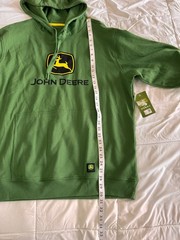 New JOHN DEERE Hoodie Size Large Big Logo Green Yellow Workwear Sweatshirt