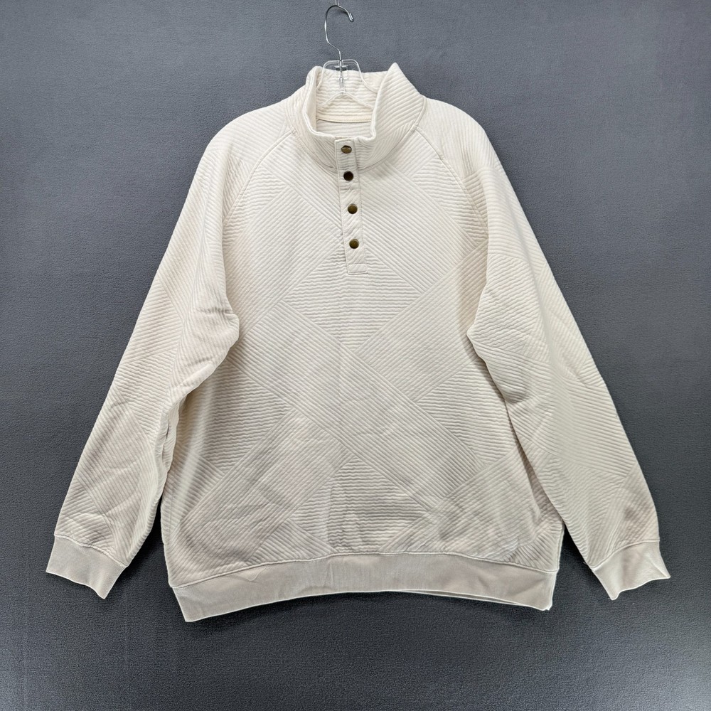 Goodfellow Sweatshirt Mens XL Ivory Snap Closure Textured Outdoor Pullover