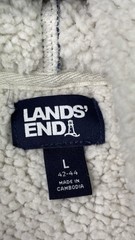 Lands’ End Men’s Blue Large Sherpa Lined Full Zip Hoodie Fleece Pockets W Flaw