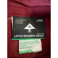 LRG Lifted Research Group Mens Maroon Burgundy Script Logo Pullover Hoodie M