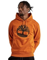 Timberland Mens Orange Tree Logo Fleece Pullover Hoodie Small