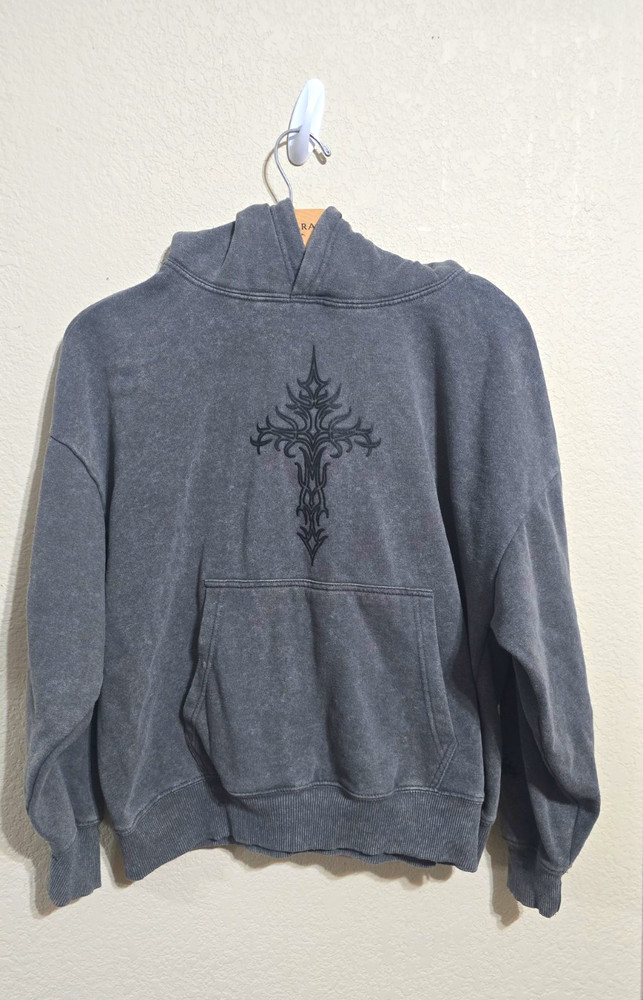 Ruby & Jewell Teen’s Gray Fleece Pullover Hoodie Graphic Drawstring Pockets M