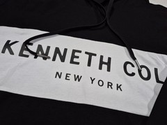 Kenneth Cole New York Long Sleeve Hoodie Shirt –Black White Core Spring