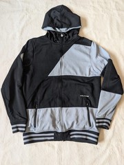 Volcom Men’s Zip Hoodie Grayscale Color Block Pockets Skate Ski Tech Fleece LG