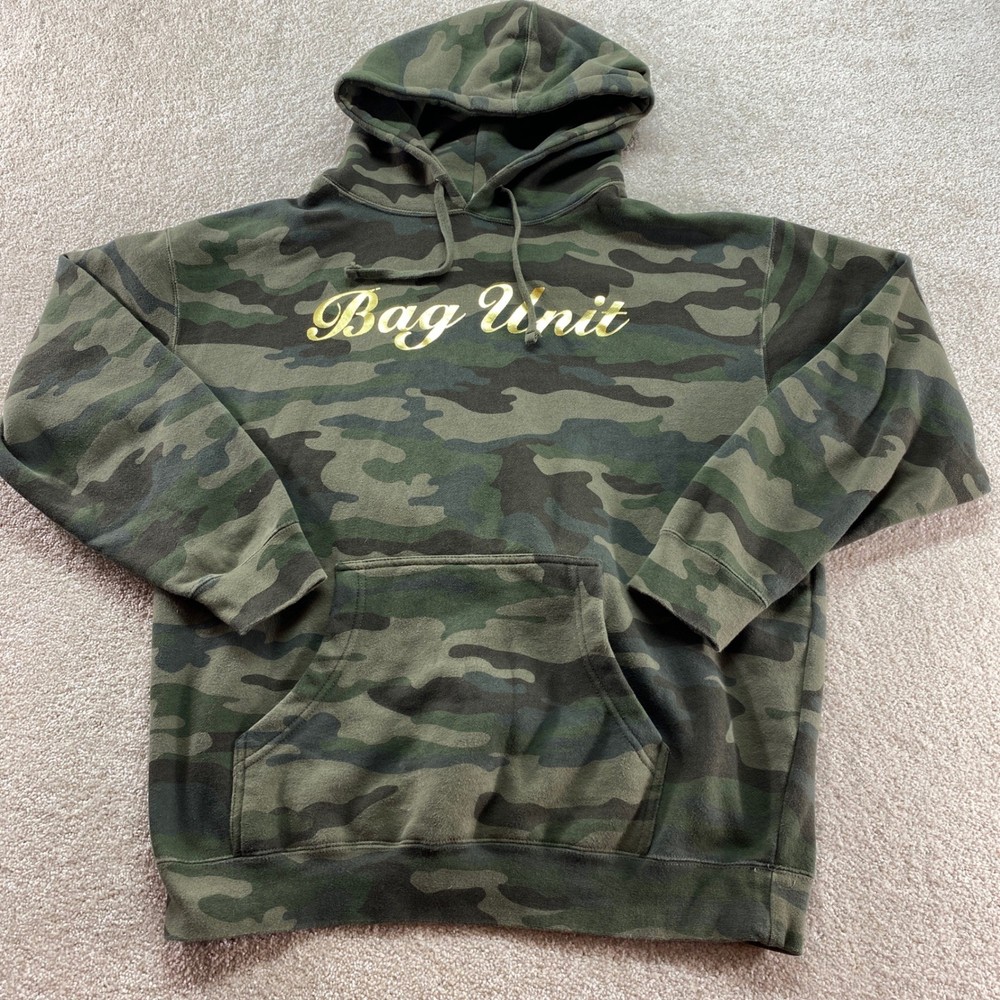 Independent Trading Co Bag Unit Camouflage Hoodie Mens Size Medium Gold Logo