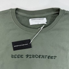 Yes Theory Seek Discomfort Pull Over Olive Green Mens Size Small Crew neck