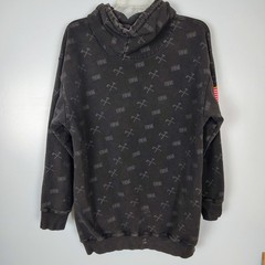 All American Roughneck HWMF Hoodie Washed Black All Over Print Pullover Mens M