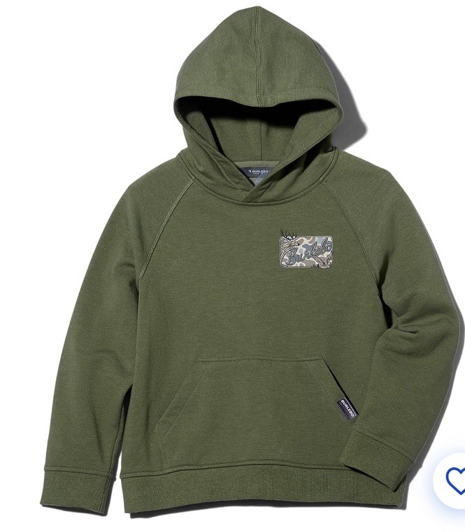 BURLEBO Men’s Deer Camo Patch Logo Fleece Hoodie Sz. 2XL NEW FH-DCPL-OLV