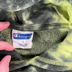 Champion Green Tie Dye Hoodie Youth Large Fleece Pullover Streetwear