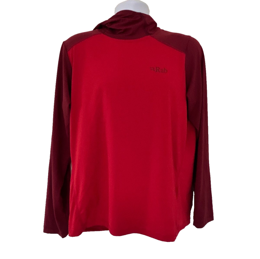 Rab Force Hoodie Large Red Lightweight Breathable Performance Wicking Base Layer