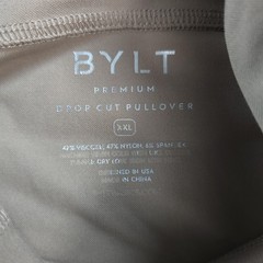 BYLT Hoodie Mens 2XL Beige Premium Drop Cut Pullover Stretch Gym Run Workout
