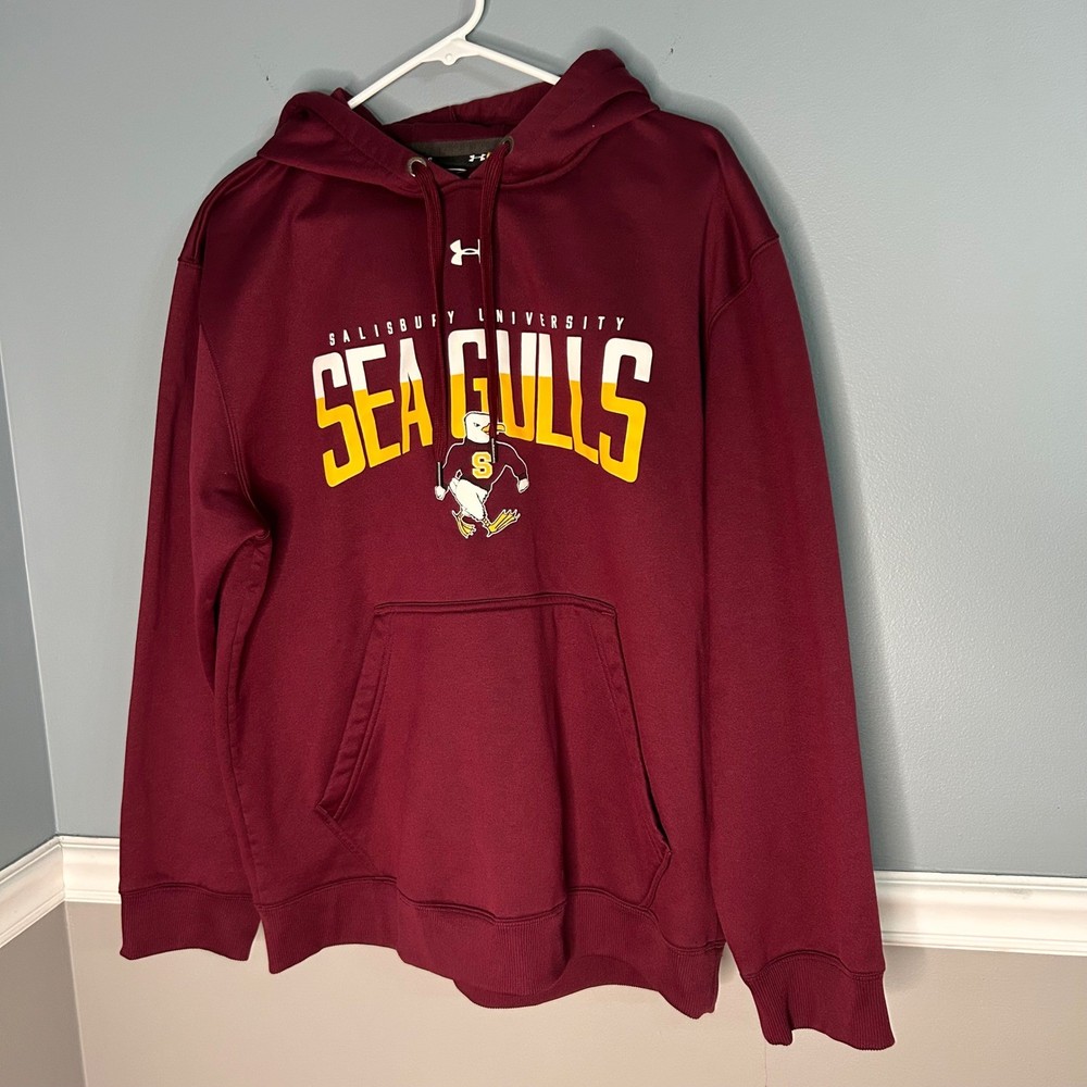 Under Armour Salisbury University Sea Gulls Maroon Hoodie Mens Large Loose Fit