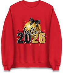 Hello 2026 New Year Jumper Festive Disco Ball Sweatshirt Party Gift Top