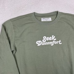 Seek Discomfort Crewneck Sweatshirt Sage Green Yes Theory Size Small Dreamers