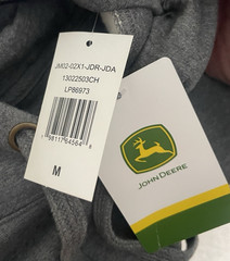 New John Deere Hoodie Men’s M Gray Pullover Sweatshirt 2 Sided Tractor Deer Logo