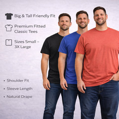 BILLIONHATS Mens Cotton Short Sleeve T-Shirts, Bulk Crew Tees , Mixed Colors