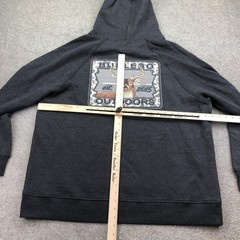 Burlebo Hoodie Mens Large Gray Pullover Fleece Sweatshirt Graphic Deer Outdoors