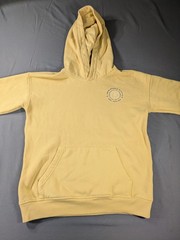 Abercrombie & Fitch Hoodie Teens 13-14 Yellow Fleece Pouch Circle Logo Spellout