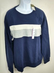 Goodfellow Men Big & Tall 2XL Pull over Blue w/White Grey Stripe Sweatshirt NWT