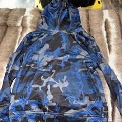 PUMA Blue Camouflage Pocketed Hoodie Sweater, Youth Small (6)