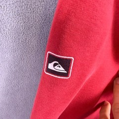 Y2K Quiksilver Hoodie Mens XL Red Logo Vintage Surf Skate Grunge Boardriding