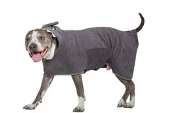 BoxDog Wearable Microfiber Dog Towel Hoodie Medium Grey Shark