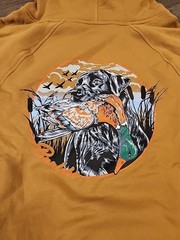 Burlebo Hoodie Mens Medium Duck and Dog Graphic Pullover Outdoors Hunter NEW