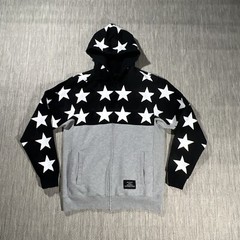 Black Scale Hoodie Men L Full Zip Gray Modern Fit BLVCK SCVLE White Star Jacket