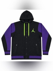 Vintage Jordan Full Snap Hoodie Jacket Men’s Large Black Purple Green Rare